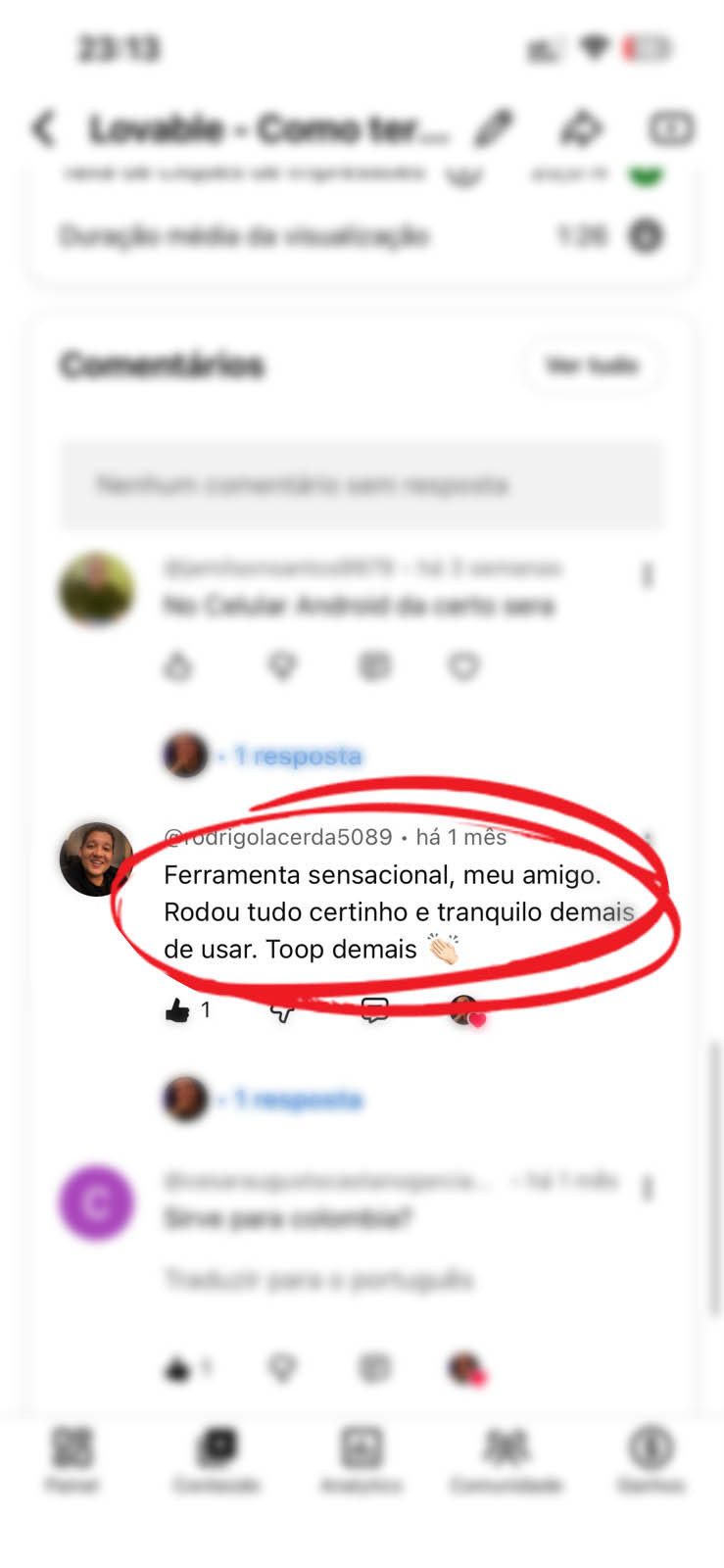 Depoimento de usuário