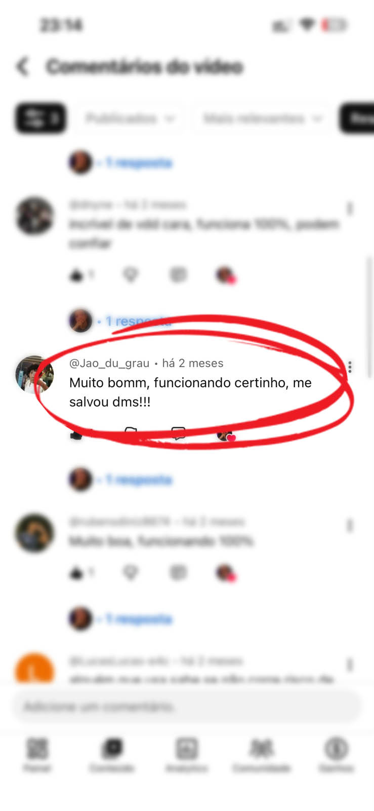 Depoimento de usuário