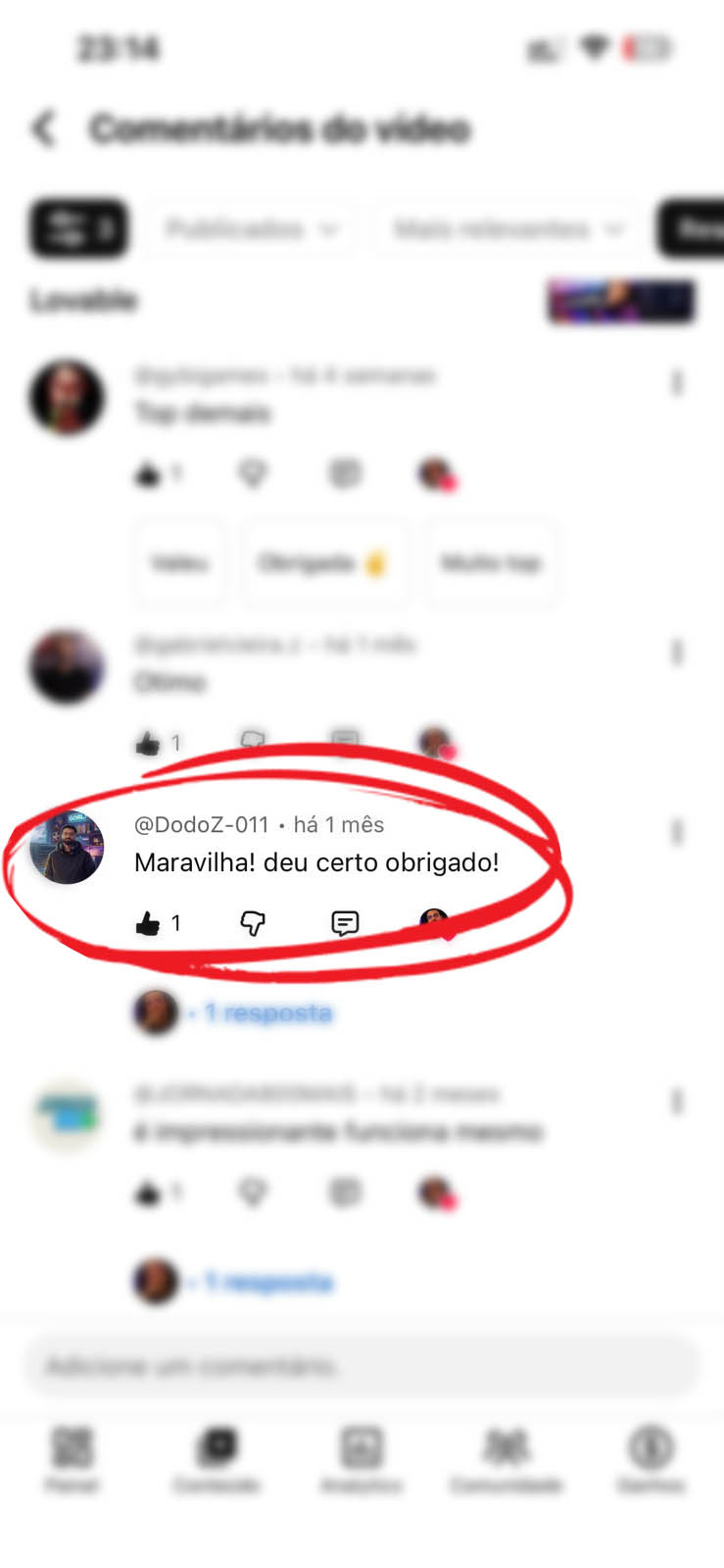 Depoimento de usuário